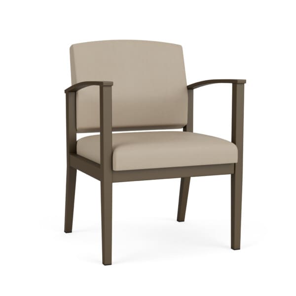 Lesro Amherst Steel Guest Chair shown in a Bronze Frame and a Concrete Vinyl