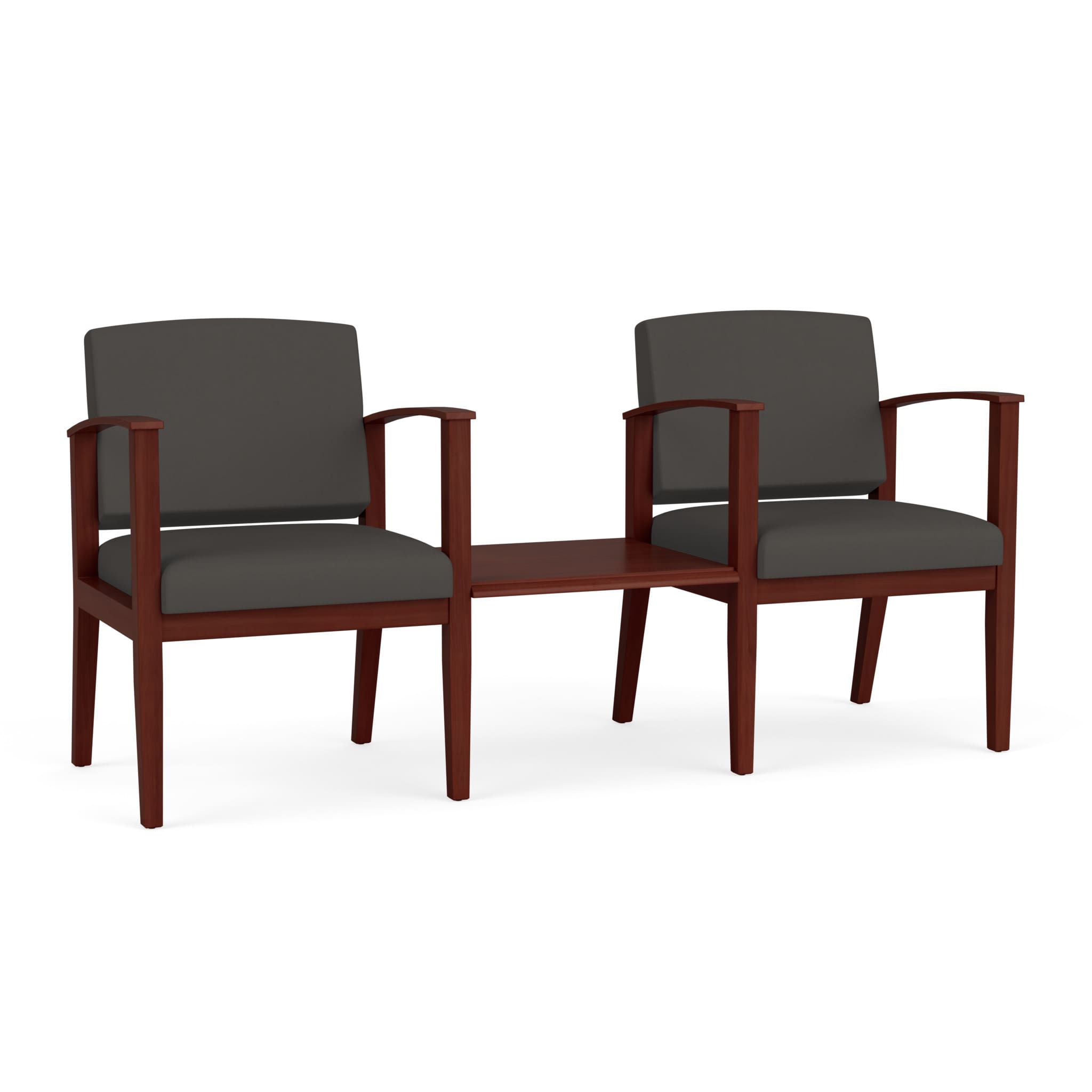 Amherst Wood 2 Chairs w/ Connecting Center Table - Image 1