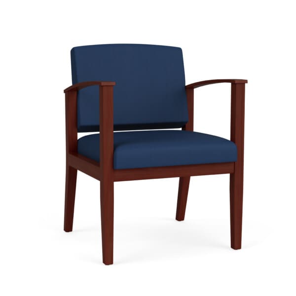 Lesro Amherst Wood Guest Chair in Imperial Blue vinyl