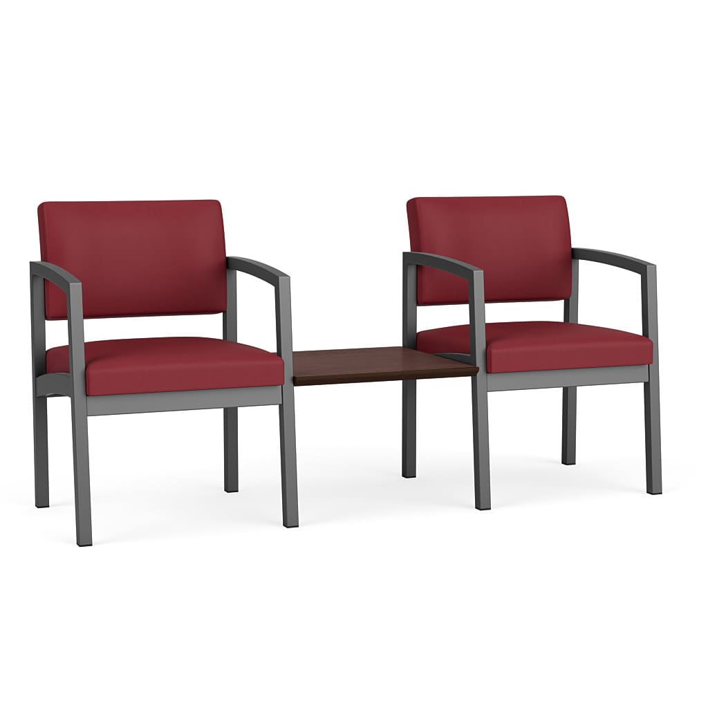 Lenox Steel 2 Chairs w/ Connecting Center Table - Image 1