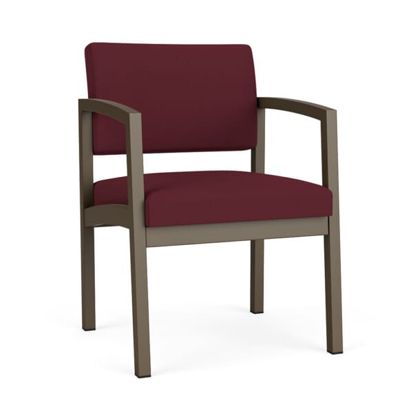 Lenox Steel Guest Chair shown in wine colored seat and back upholstery.
