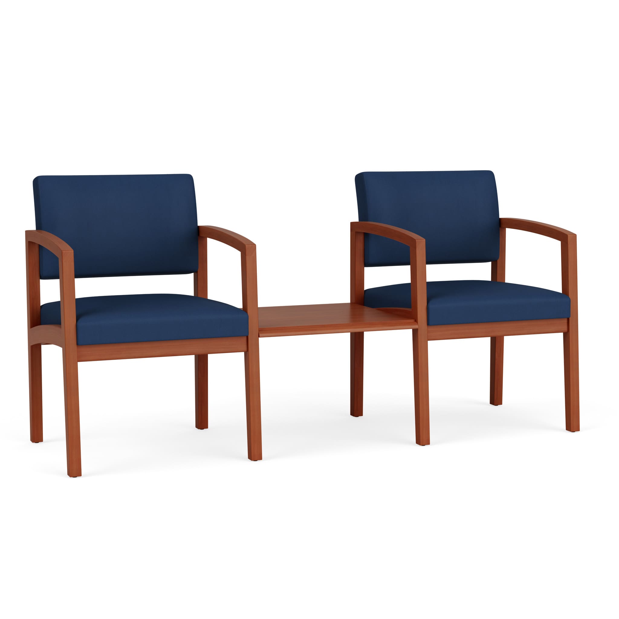 Lenox Wood 2 Chairs w/ Connecting Center Table - Image 1