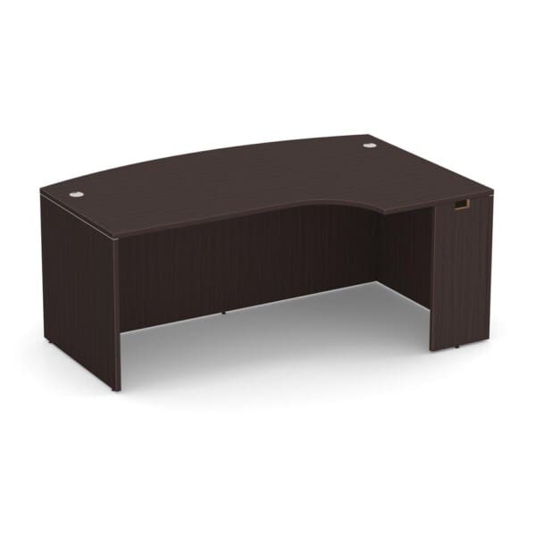 Bow Front Desk with Right Corner Extension - 71"W
