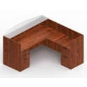 71" x 30" Reception Desk with Glass Transaction Top, 42" x 24" Return, Box/Box/File Pedestal, and File/File Pedestal - Thumbnail Image 1