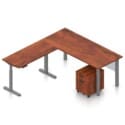 71" x 24" Desk with Metal Legs, Acrylic Modesty Panels, Mobile Box/File Pedestal, and a 48" x 24" Height Adjustable Return - Thumbnail Image 5