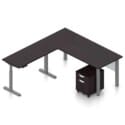 71" x 24" Desk with Metal Legs, Acrylic Modesty Panels, Mobile Box/File Pedestal, and a 48" x 24" Height Adjustable Return - Thumbnail Image 6