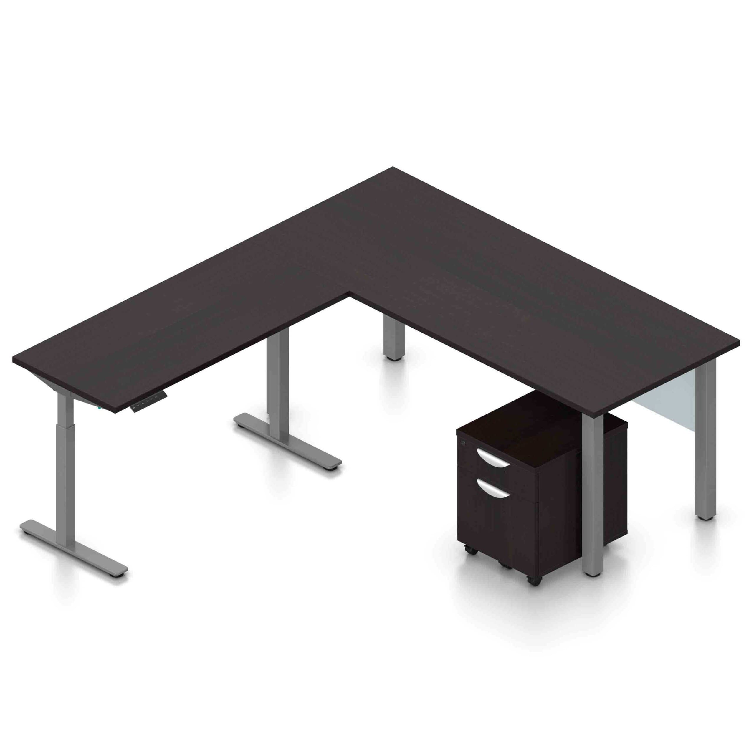 71" x 24" Desk with Metal Legs, Acrylic Modesty Panels, Mobile Box/File Pedestal, and a 48" x 24" Height Adjustable Return - Image 6