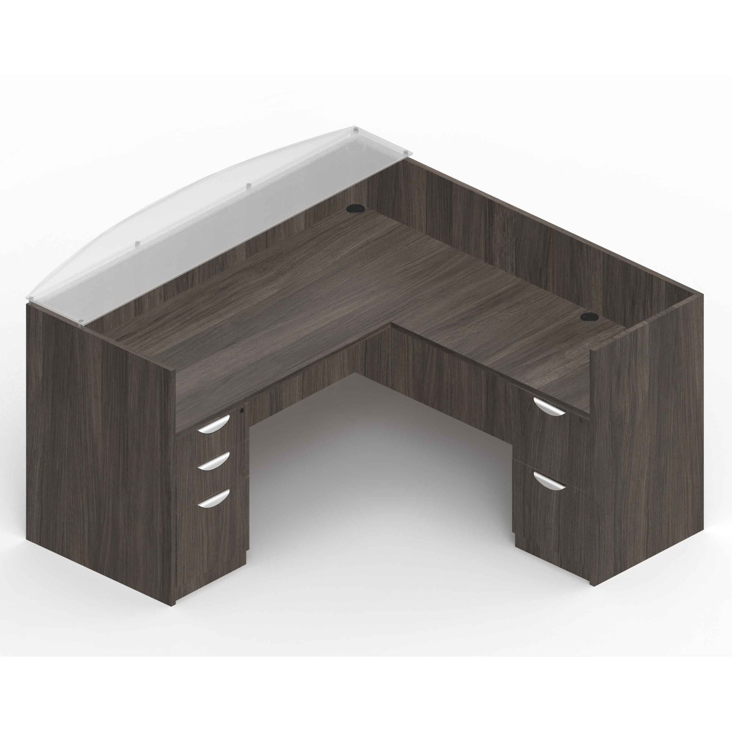71" x 30" Reception Desk with Glass Transaction Top, 42" x 24" Return, Box/Box/File Pedestal, and File/File Pedestal - Image 3
