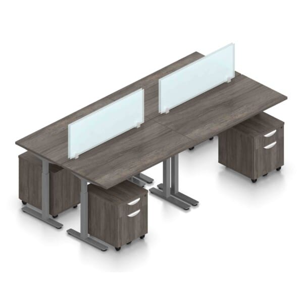 4 Person Height Adjustable Desk Set