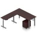71" x 24" Desk with Metal Legs, Acrylic Modesty Panels, Mobile Box/File Pedestal, and a 48" x 24" Height Adjustable Return - Thumbnail Image 8