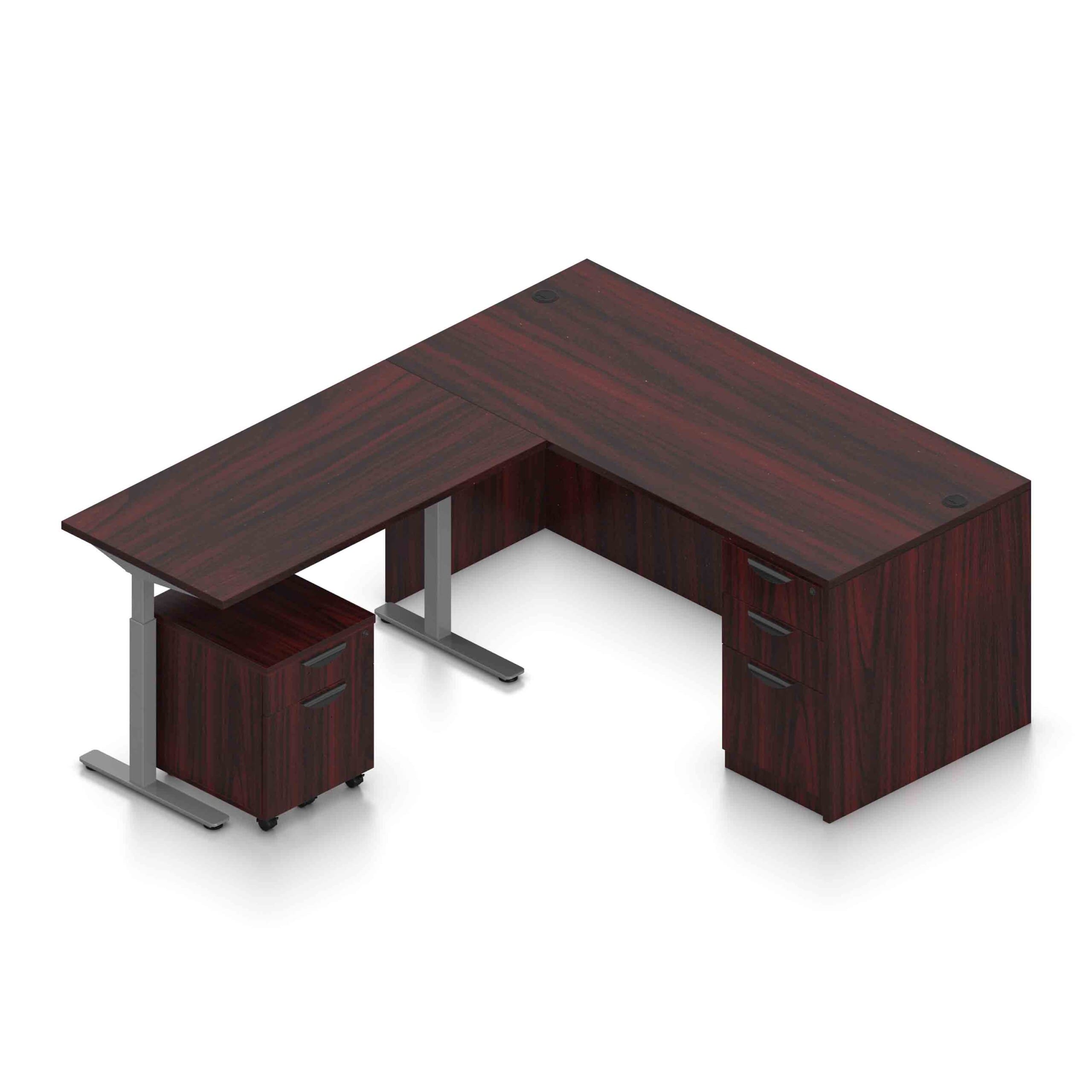 66" x 30" Desk Shell with Box/Box/File and Height Adjustable 48" x 24" Return with Mobile Box/File Pedestal - Image 5