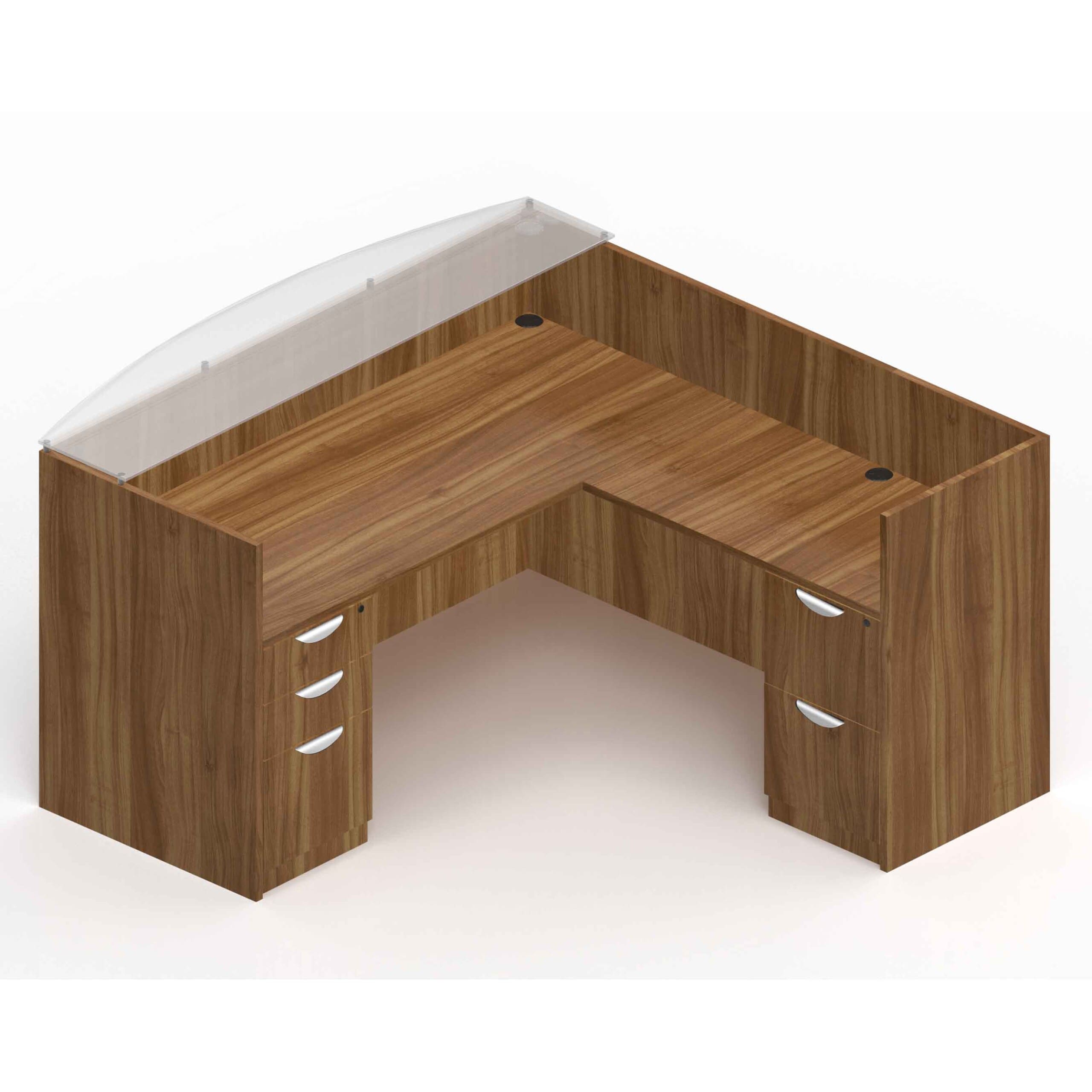 71" x 30" Reception Desk with Glass Transaction Top, 42" x 24" Return, Box/Box/File Pedestal, and File/File Pedestal - Image 5