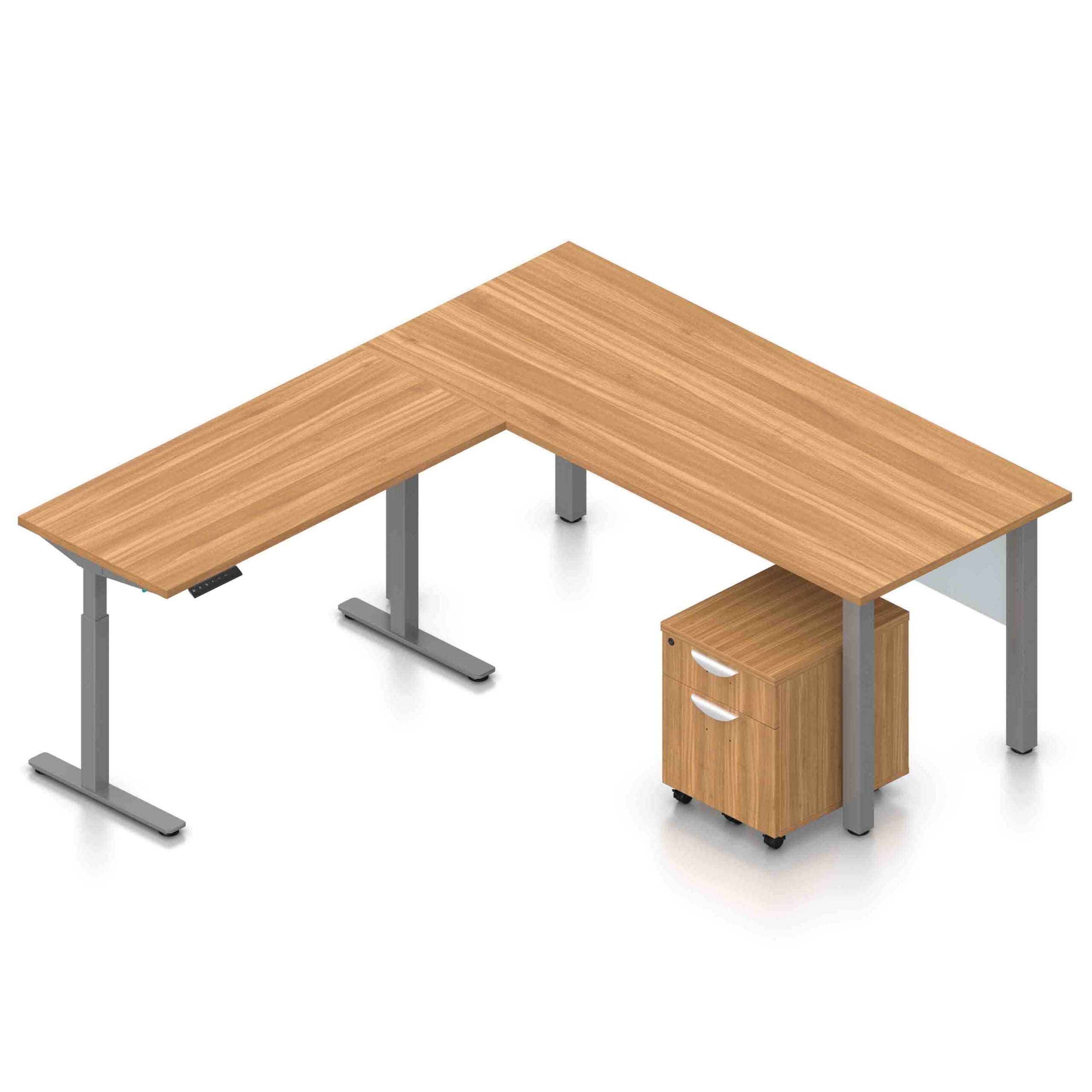 71" x 24" Desk with Metal Legs, Acrylic Modesty Panels, Mobile Box/File Pedestal, and a 48" x 24" Height Adjustable Return - Image 9