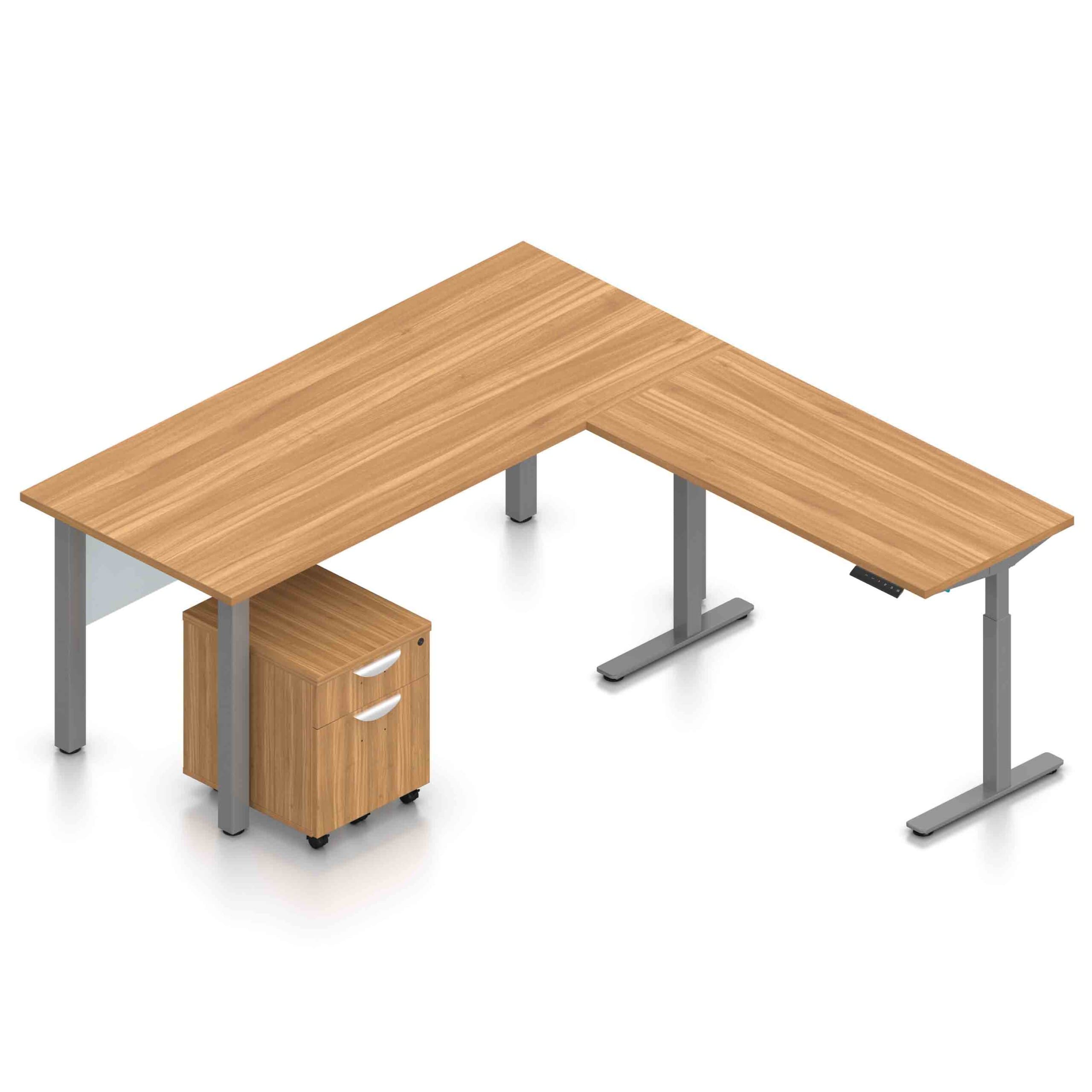 71" x 24" Desk with Metal Legs, Acrylic Modesty Panels, Mobile Box/File Pedestal, and a 48" x 24" Height Adjustable Return - Image 4