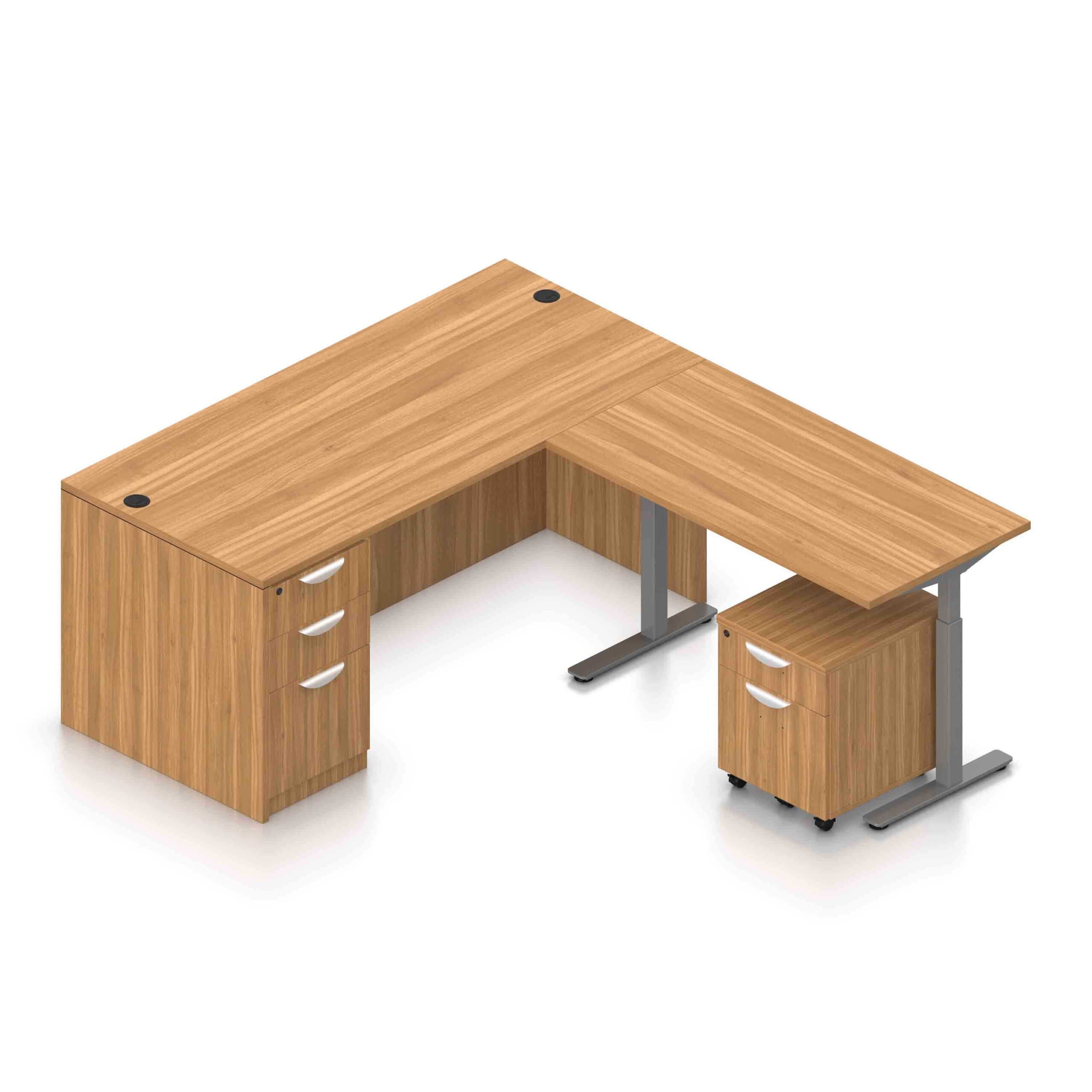 66" x 30" Desk Shell with Box/Box/File and Height Adjustable 48" x 24" Return with Mobile Box/File Pedestal - Image 10