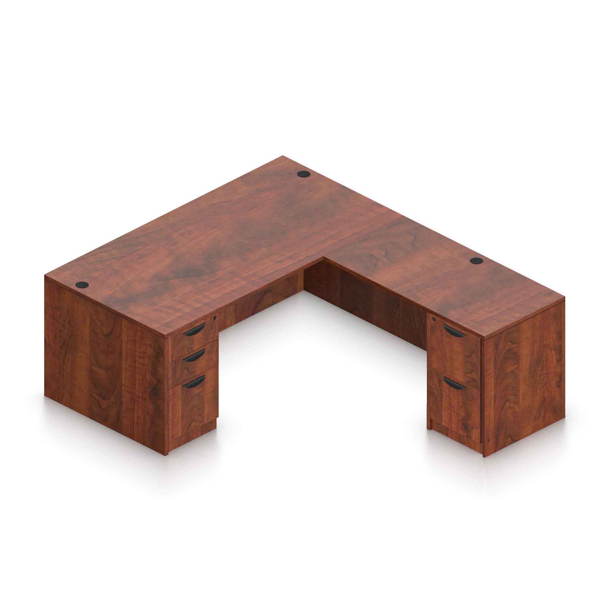 60" x 30" Desk Shell with Box/Box/File Pedestal and 48" x 24" Return with File/File Pedestal - Image 2