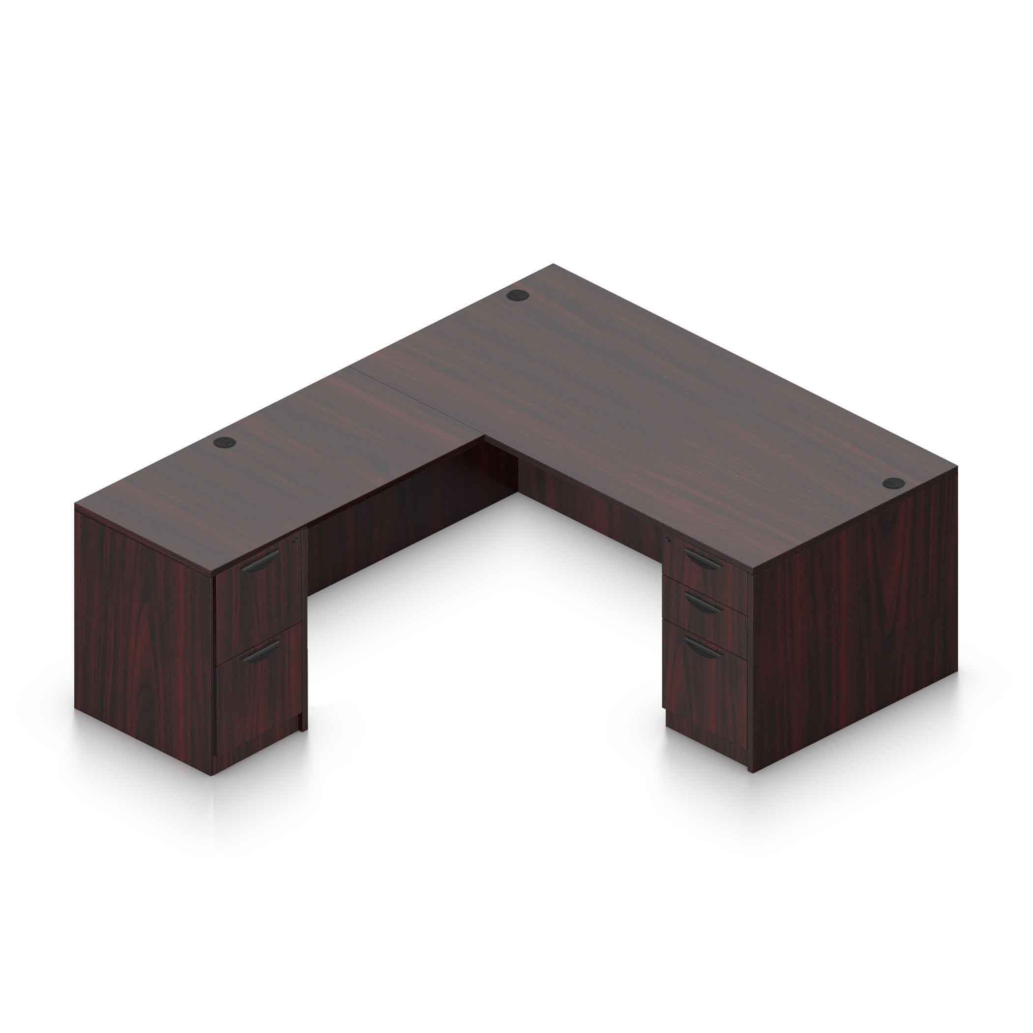 60" x 30" Desk Shell with Box/Box/File Pedestal and 48" x 24" Return with File/File Pedestal - Image 9