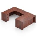 71"W Bow Front Desk with Box/Box/File Pedestal, 42" x 24" Bridge, and a 71"W Credenza with File/File Pedestal - Thumbnail Image 3