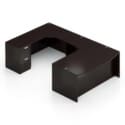 71"W Bow Front Desk with Box/Box/File Pedestal, 42" x 24" Bridge, and a 71"W Credenza with File/File Pedestal - Thumbnail Image 4