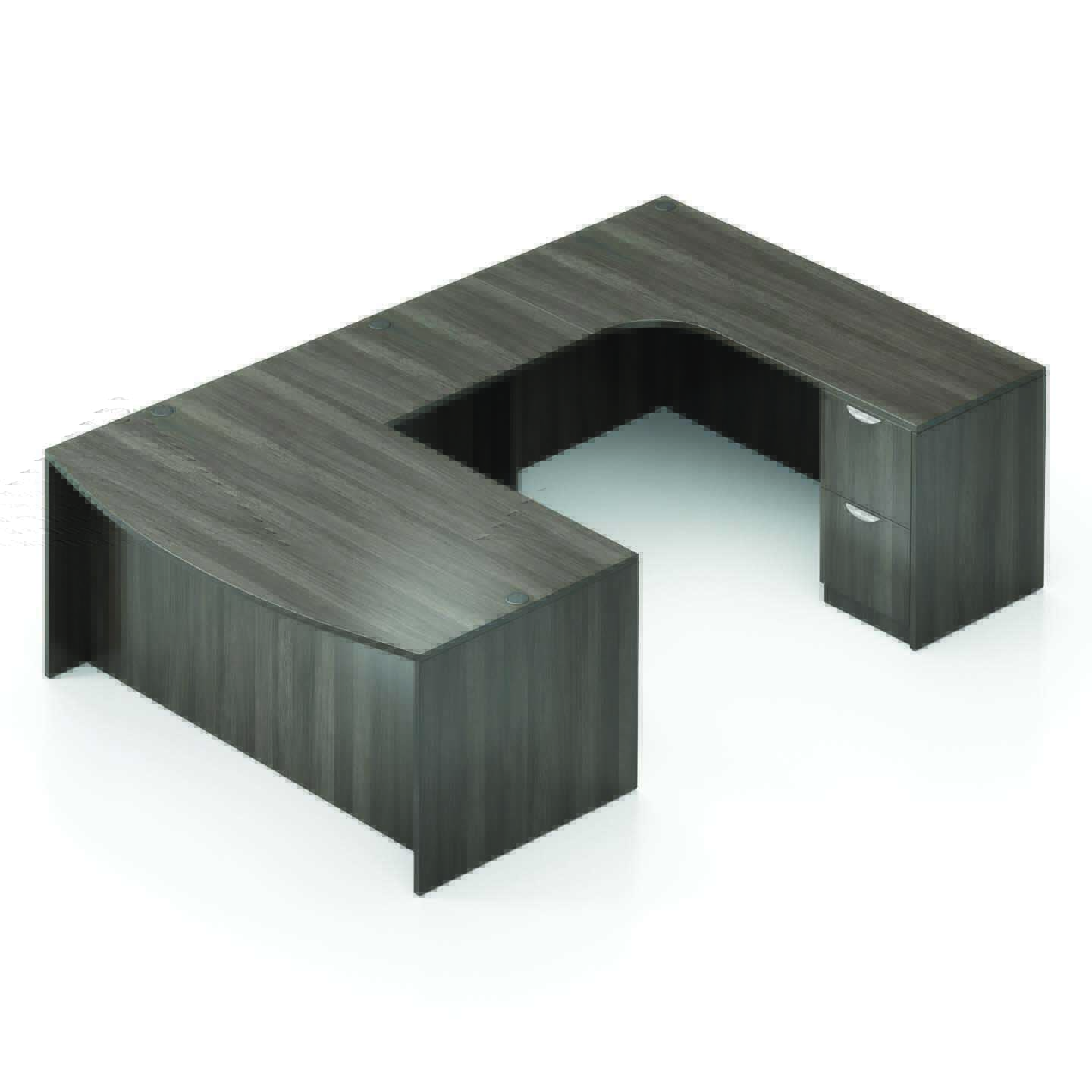 71"W Bow Front Desk with Box/Box/File Pedestal, 42" x 24" Bridge, and a 71"W Credenza with File/File Pedestal - Image 8