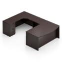 71"W Bow Front Desk with Box/Box/File Pedestal, 42" x 24" Bridge, and a 71"W Credenza with File/File Pedestal - Thumbnail Image 5