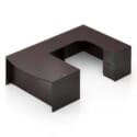 71"W Bow Front Desk with Box/Box/File Pedestal, 42" x 24" Bridge, and a 71"W Credenza with File/File Pedestal - Thumbnail Image 9