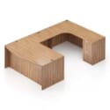 71"W Bow Front Desk with Box/Box/File Pedestal, 42" x 24" Bridge, and a 71"W Credenza with File/File Pedestal - Thumbnail Image 10