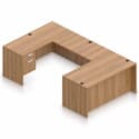 66" x 30" Desk Shell with a Hanging Box/File Pedestal, 42" x 24" Bridge, and a 66" x 24" Credenza Shell with a Hanging/Box File Pedestal - Thumbnail Image 4