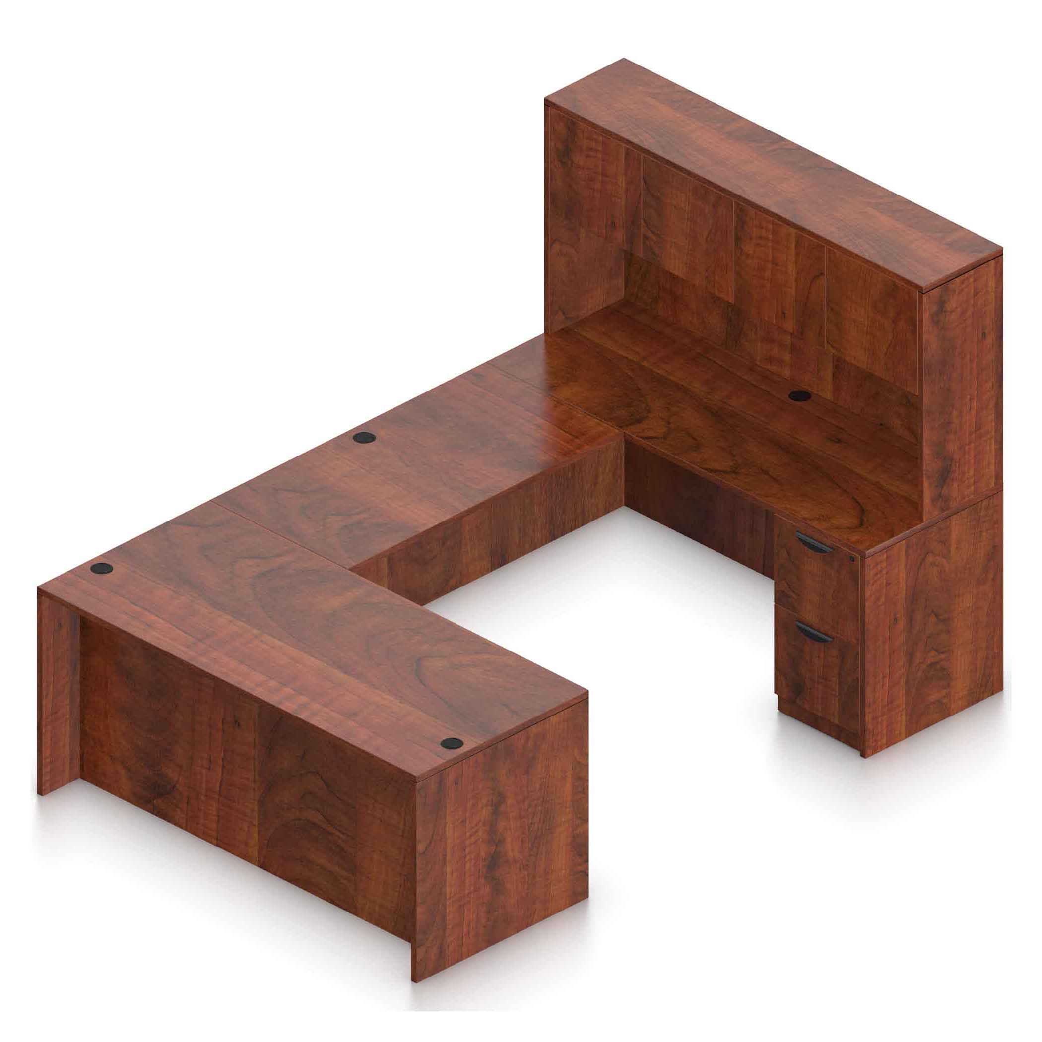 71" U-Shaped Desk with Bridge, Credenza, 2 Pedestals and Hutch with Laminate Doors - Image 6
