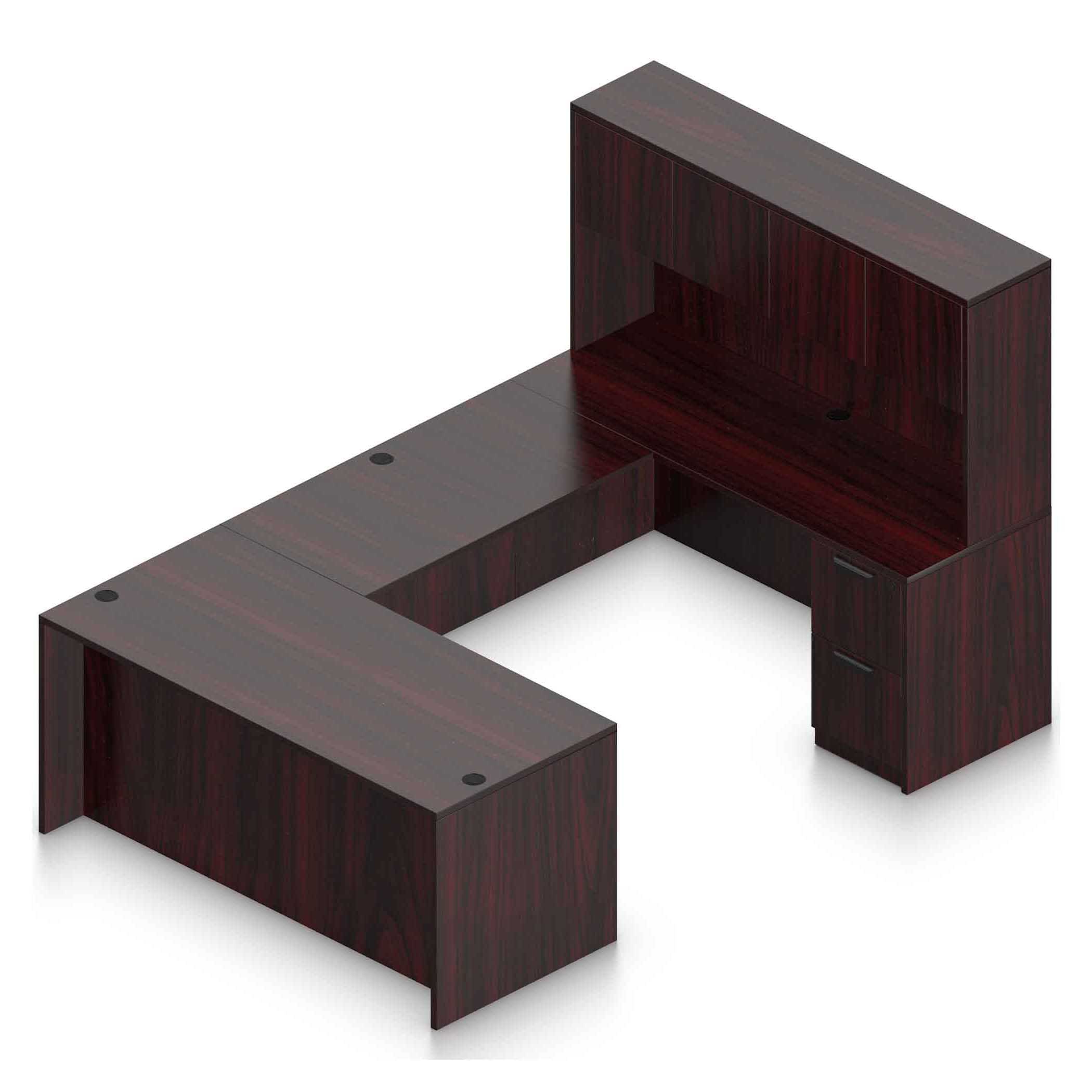71" U-Shaped Desk with Bridge, Credenza, 2 Pedestals and Hutch with Laminate Doors - Image 8