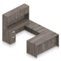71" U-Shaped Desk with Bridge, Credenza, 2 Pedestals and Hutch with Laminate Doors - Thumbnail Image 5
