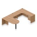 71" x 36" Bullet Top with Metal Leg, Reversible 42" x 24" Bridge, and 71" x 24" Credenza with a Hanging Box/File Pedestal - Thumbnail Image 9
