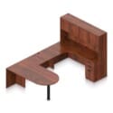 71" x 36" Bullet Top with Metal Leg, 42" x 24" Bridge, 71" x 24" Credenza, Box/Box/File Pedestal, and Overhead Hutch with Laminate Doors - Thumbnail Image 6