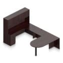 71" x 36" Bullet Top with Metal Leg, 42" x 24" Bridge, 71" x 24" Credenza, Box/Box/File Pedestal, and Overhead Hutch with Laminate Doors - Thumbnail Image 3
