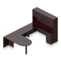 71" x 36" Bullet Top with Metal Leg, 42" x 24" Bridge, 71" x 24" Credenza, Box/Box/File Pedestal, and Overhead Hutch with Laminate Doors - Thumbnail Image 8