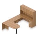 71" x 36" Bullet Top with Metal Leg, 42" x 24" Bridge, 71" x 24" Credenza, Box/Box/File Pedestal, and Overhead Hutch with Laminate Doors - Thumbnail Image 9