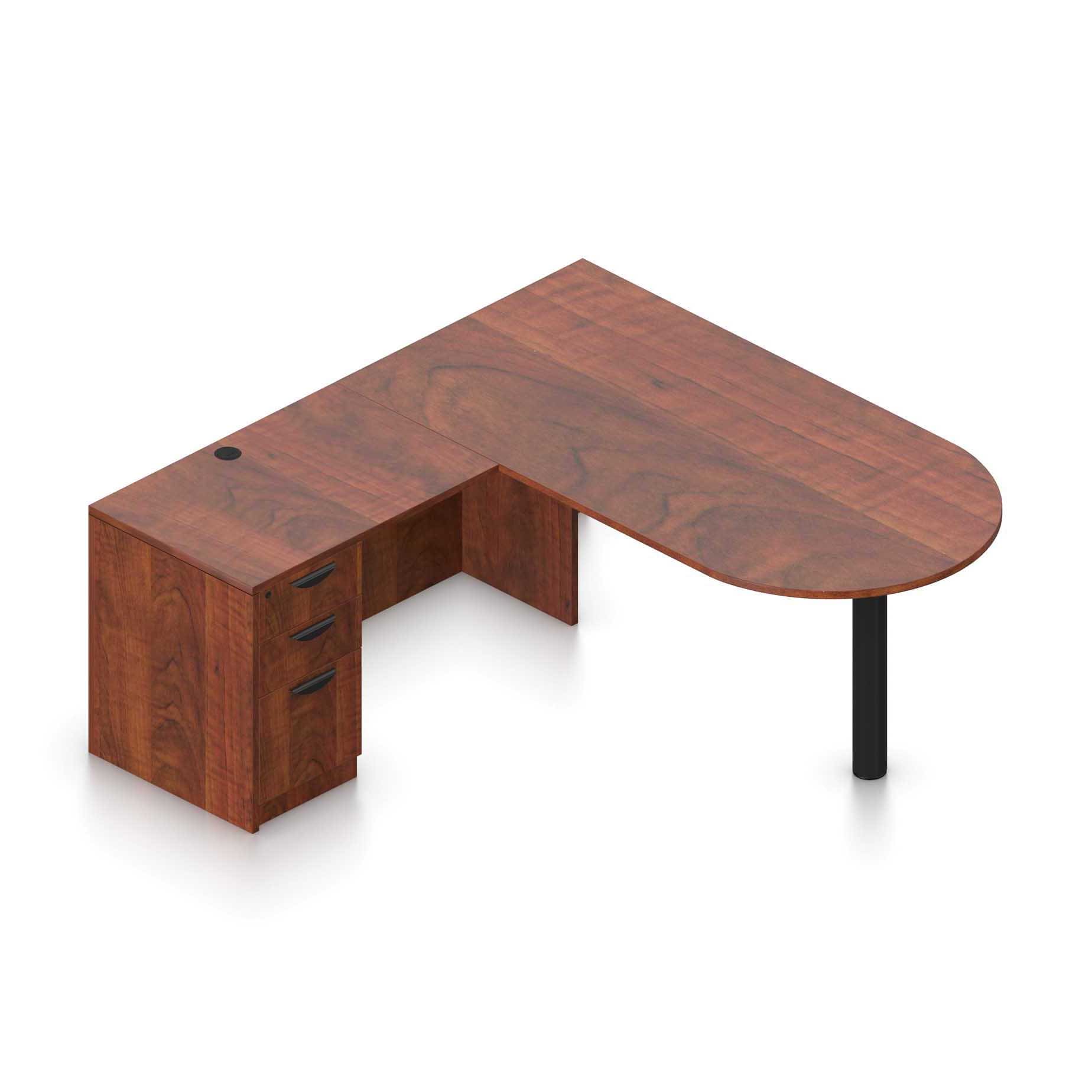 71" x 36" Bullet Top with Metal Leg with 36" x 24" Reversible Return and Box/Box/File Pedestal - Image 6