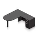 71" x 36" Bullet Top with Metal Leg with 36" x 24" Reversible Return and Box/Box/File Pedestal - Thumbnail Image 2