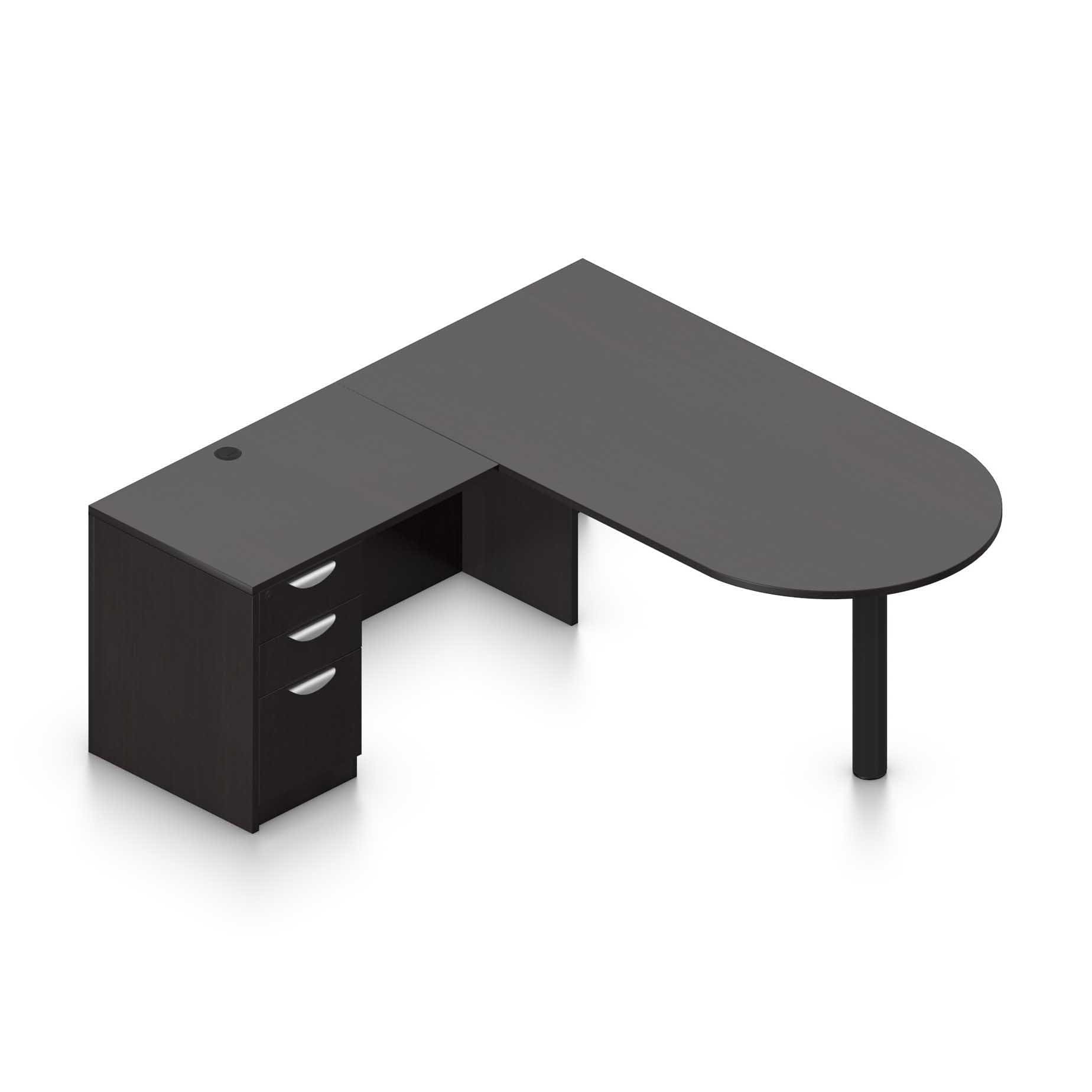 71" x 36" Bullet Top with Metal Leg with 36" x 24" Reversible Return and Box/Box/File Pedestal - Image 7