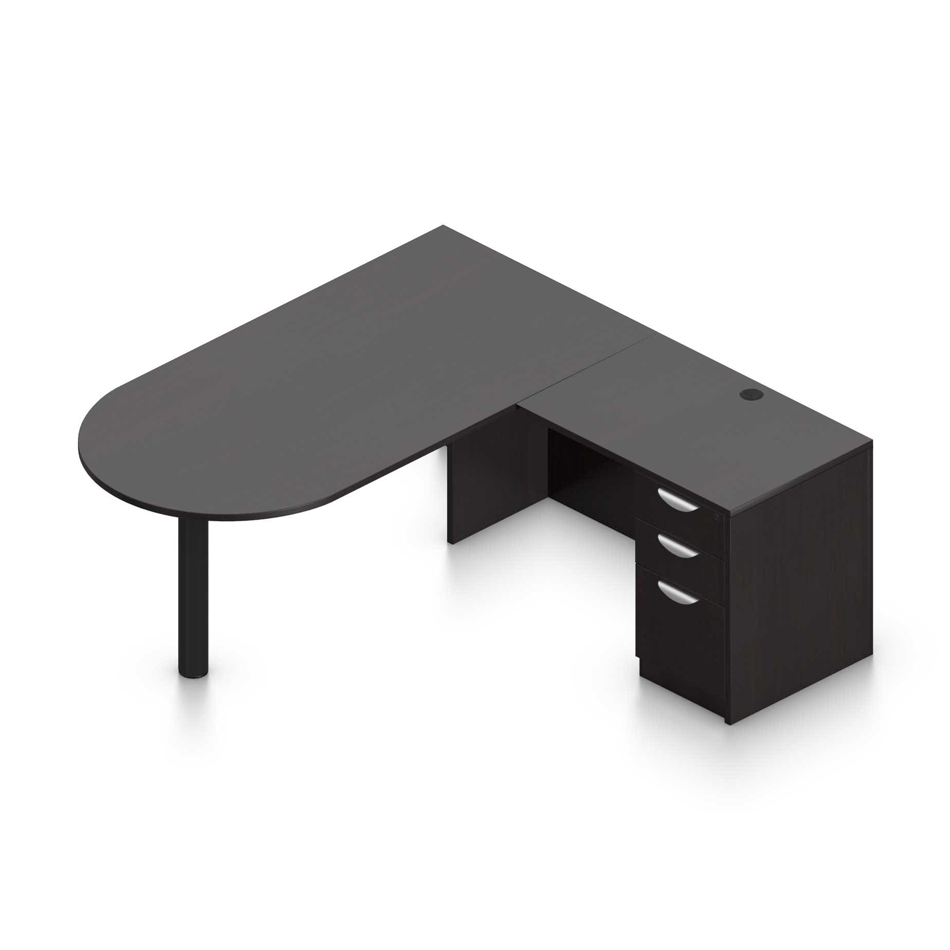 71" x 36" Bullet Top with Metal Leg with 36" x 24" Reversible Return and Box/Box/File Pedestal - Image 2