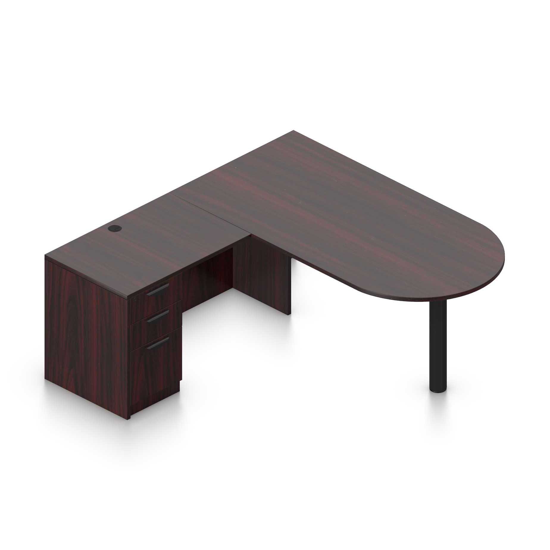 71" x 36" Bullet Top with Metal Leg with 36" x 24" Reversible Return and Box/Box/File Pedestal - Image 8
