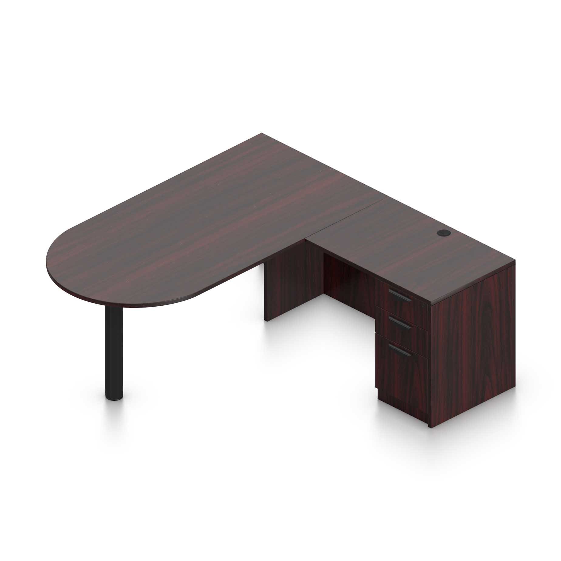 71" x 36" Bullet Top with Metal Leg with 36" x 24" Reversible Return and Box/Box/File Pedestal - Image 3