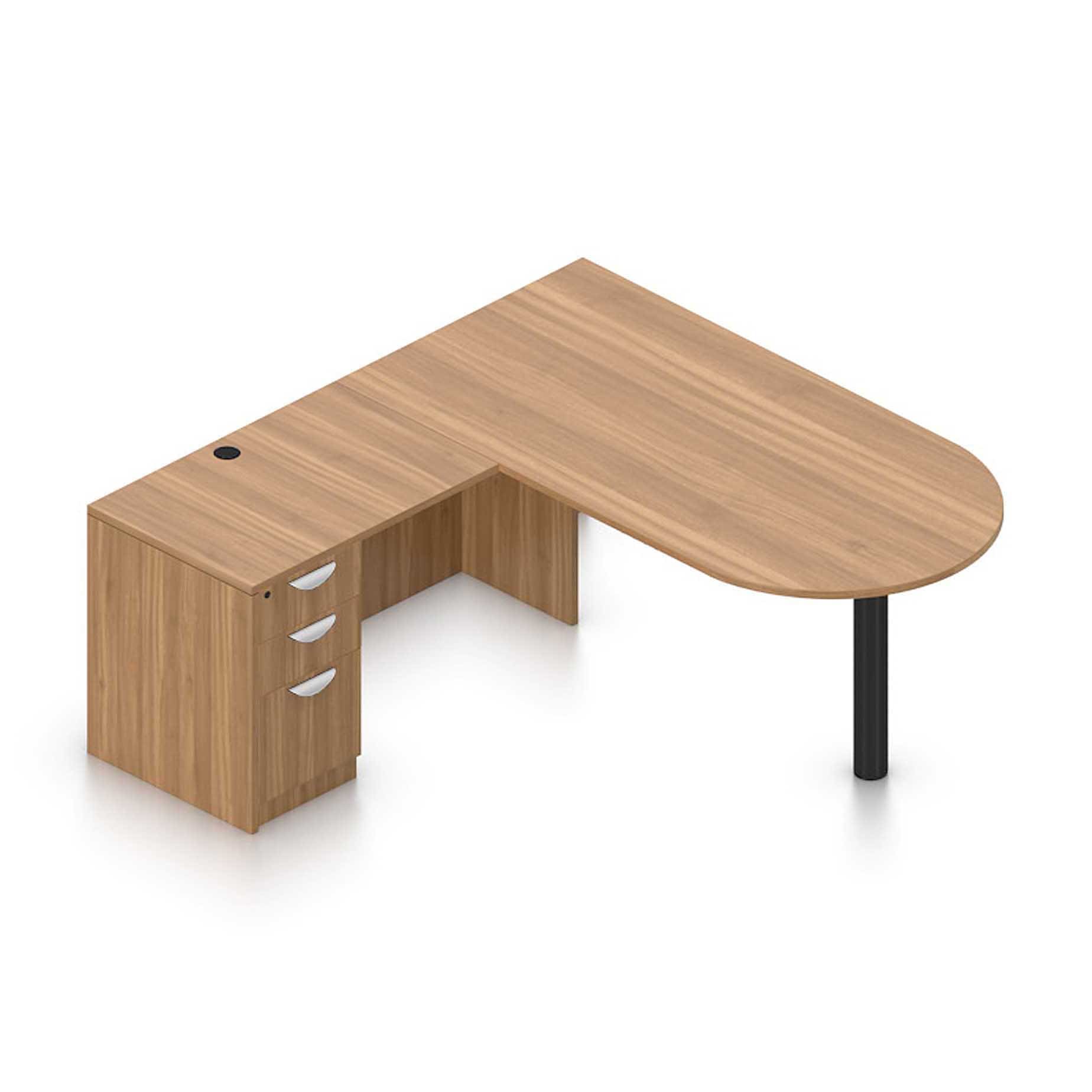 71" x 36" Bullet Top with Metal Leg with 36" x 24" Reversible Return and Box/Box/File Pedestal - Image 9