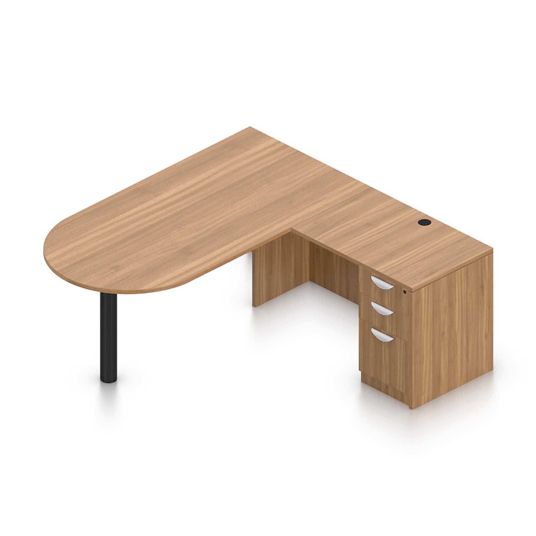 71" x 36" Bullet Top with Metal Leg with 36" x 24" Reversible Return and Box/Box/File Pedestal - Image 4