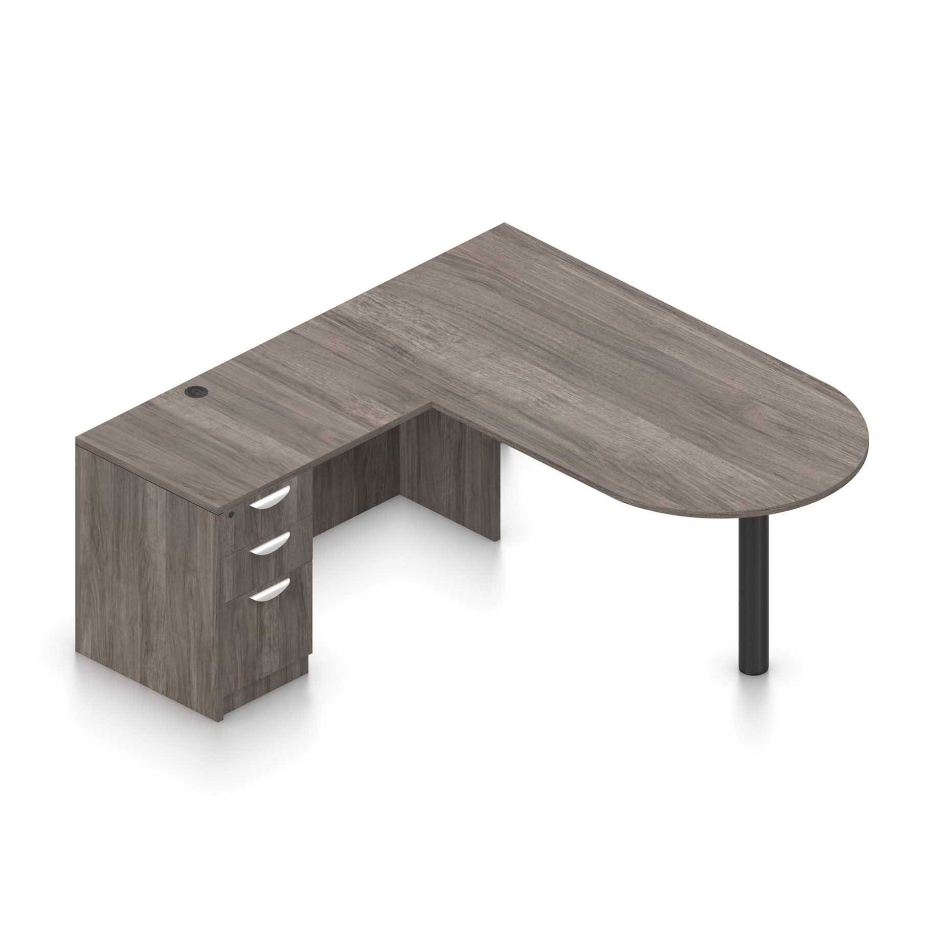 71" x 36" Bullet Top with Metal Leg with 36" x 24" Reversible Return and Box/Box/File Pedestal - Image 10