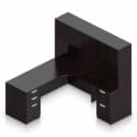71″ W Desk with Curved Extension with 36″ x 24″ Return, Overhead Hutch and Double Pedestals - Thumbnail Image 7