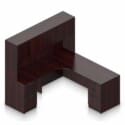 71″ W Desk with Curved Extension with 36″ x 24″ Return, Overhead Hutch and Double Pedestals - Thumbnail Image 4