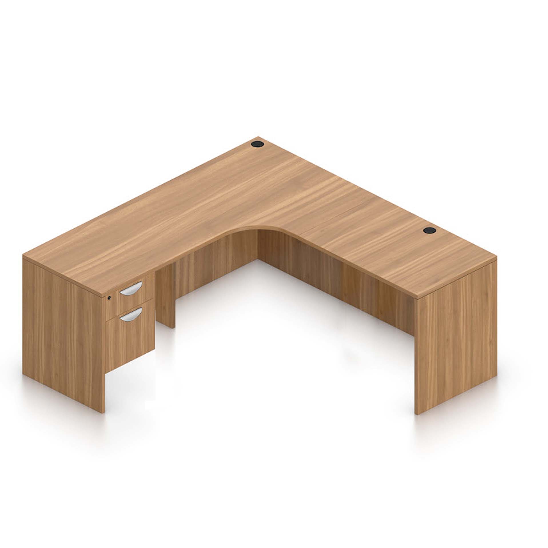 71" W Desk with Curved Extension with 36" x 24" Return and Hanging Pedestal - Image 4