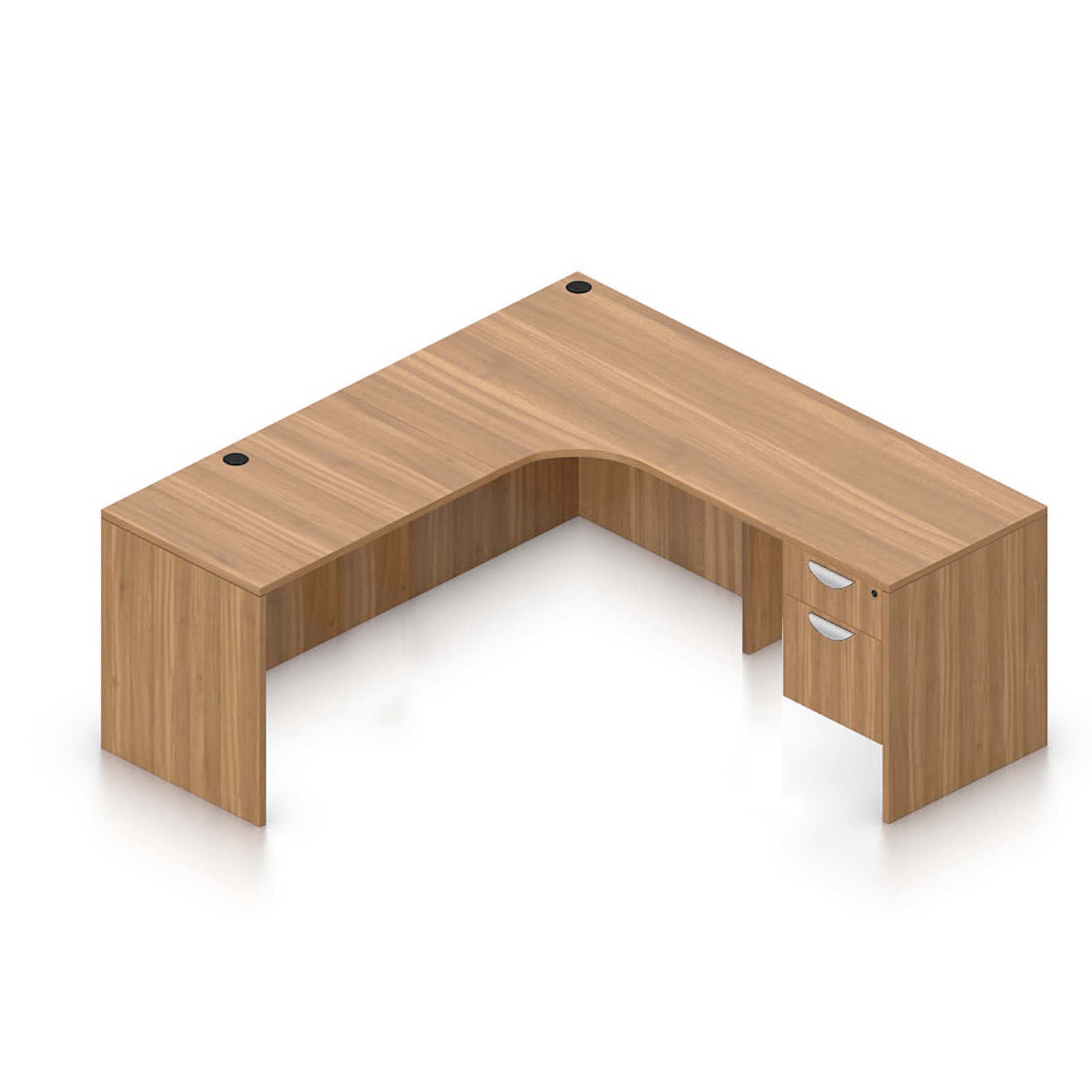 71" W Desk with Curved Extension with 36" x 24" Return and Hanging Pedestal - Image 9