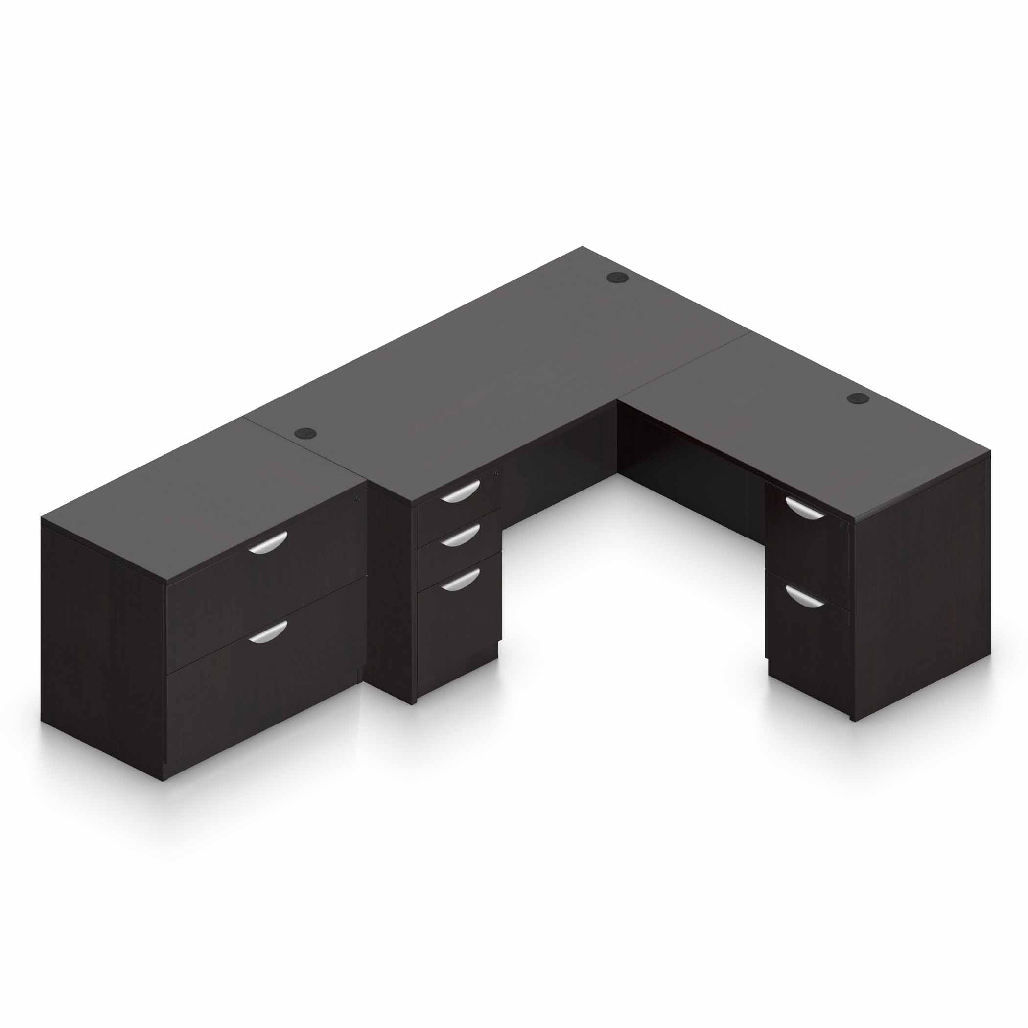 71" x 36" Desk Shell, Box/Box/File Pedestal, Reversible 48" x 24" Return, File/File Pedestal, and 2 Drawer Lateral File - Image 3